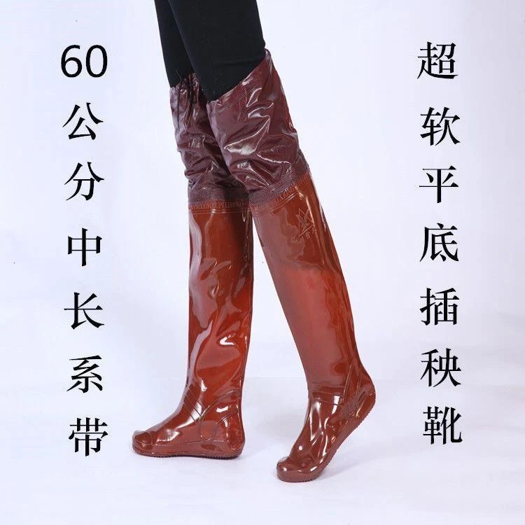 插秧鞋男女高筒靴雨靴下田袜水田鞋防蚂蟥防水蛭软底干活下水雨鞋