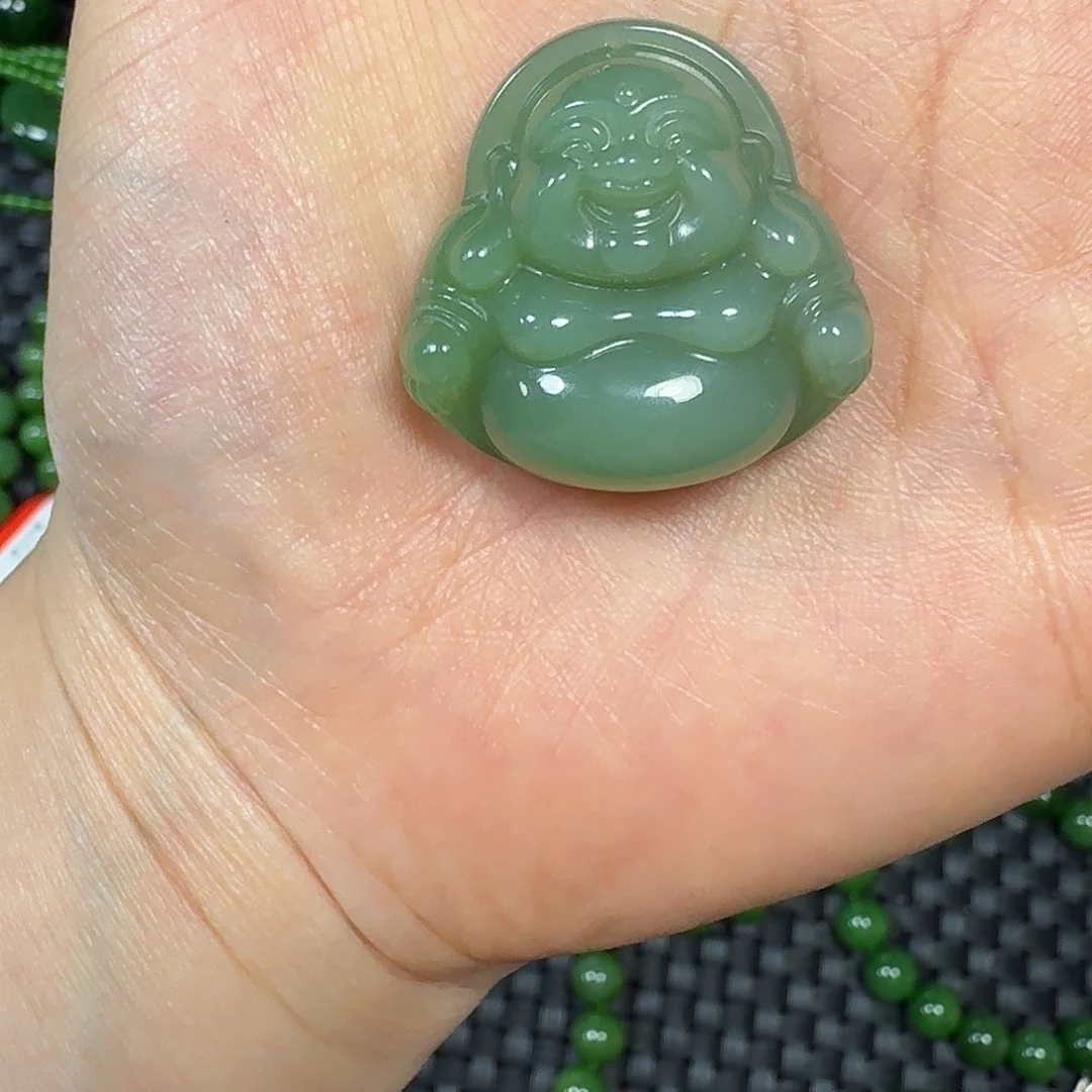 W***e和田玉（碧玉）未镶嵌吊坠(不含链)30粉青大肚佛