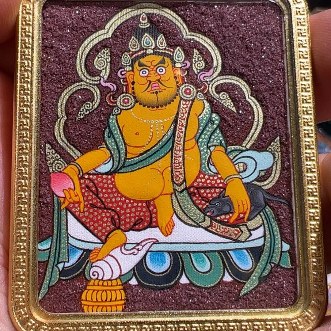 吊坠热贡手绘黄财神唐卡