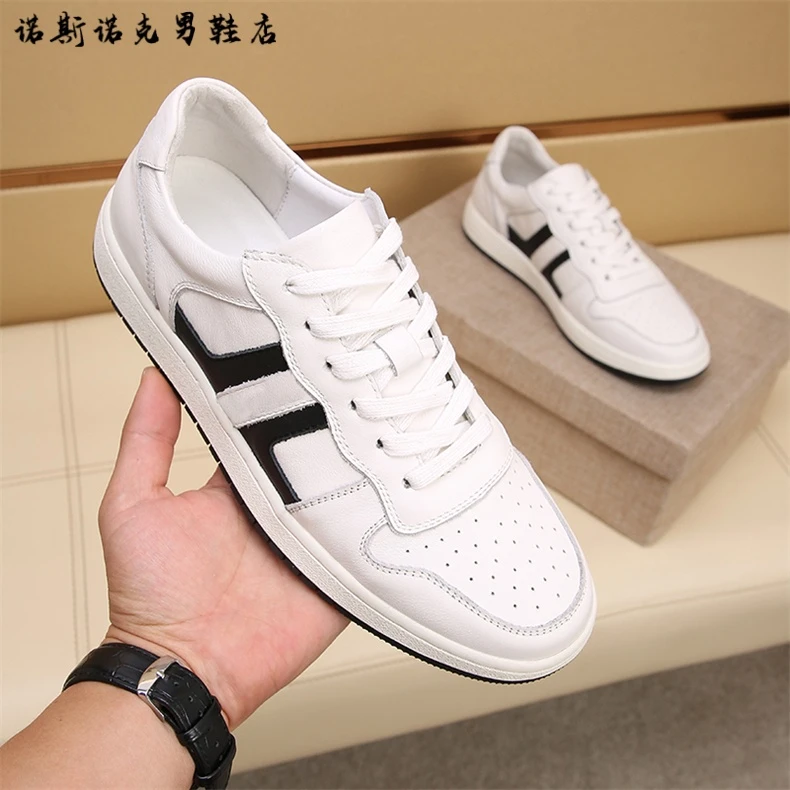 欧洲站男鞋广州2025爆款轻奢小白鞋系带真皮潮流百搭时尚休闲板鞋