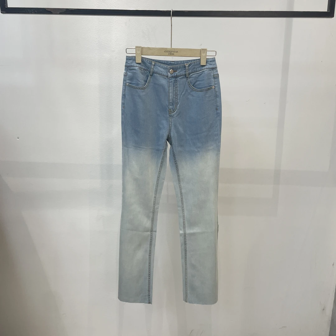 春夏新款休闲百搭撞色设计宽松显瘦复古水洗做旧牛仔裤 MZ-83137