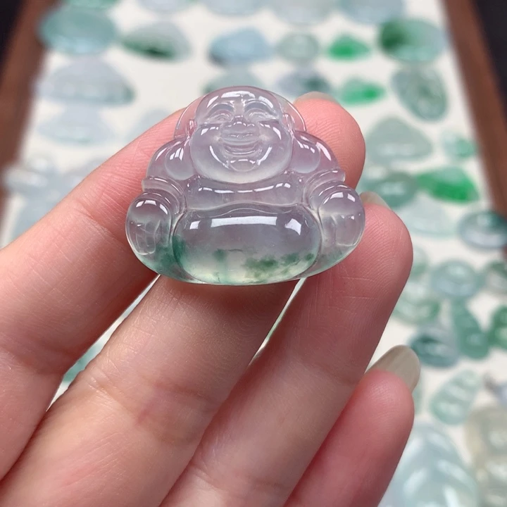 翡翠未镶嵌颈饰冰种飘花佛公