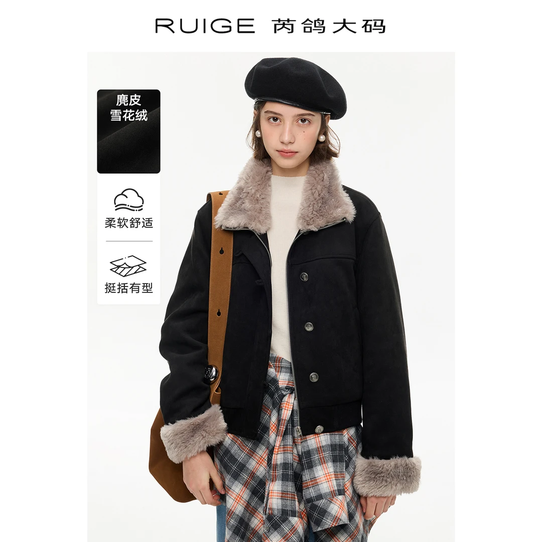 【复古时光】巴恩风皮毛一体夹克棉服温暖复古 短外套