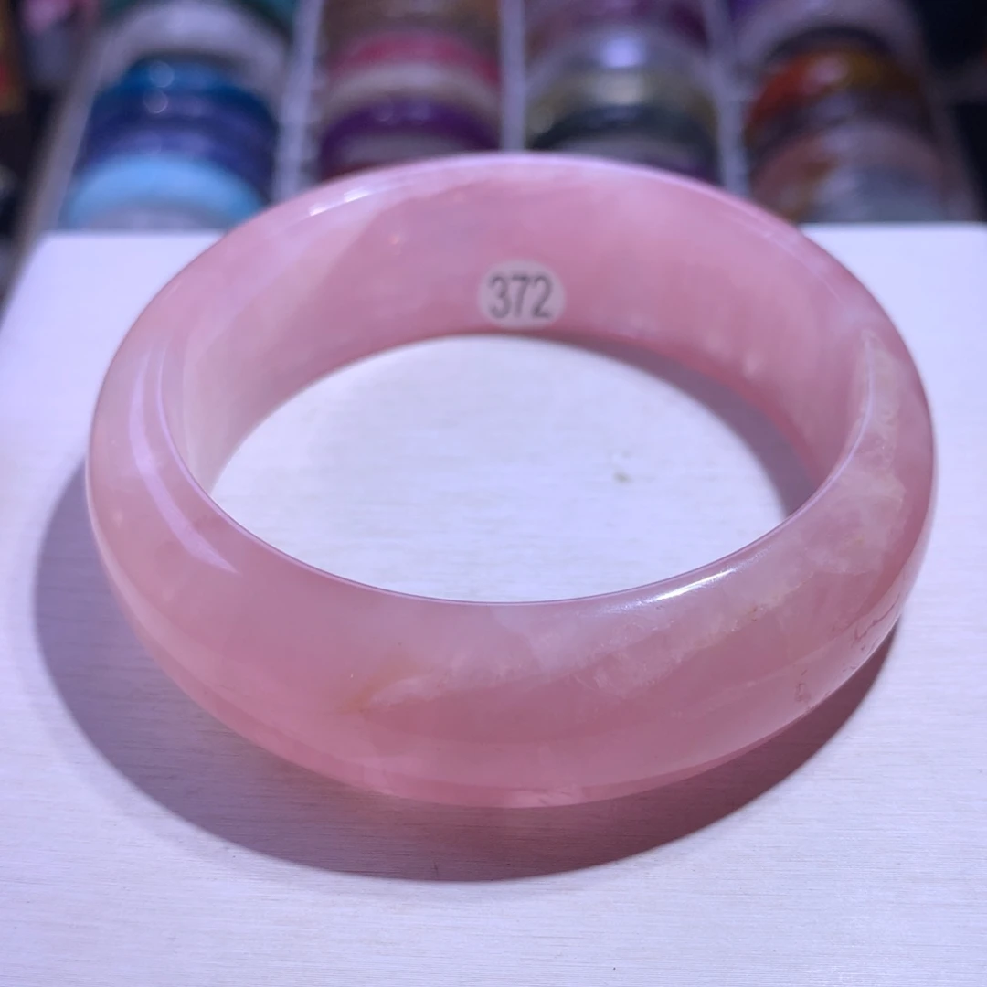 水晶银S925镶嵌手镯老矿粉晶61.2圈372