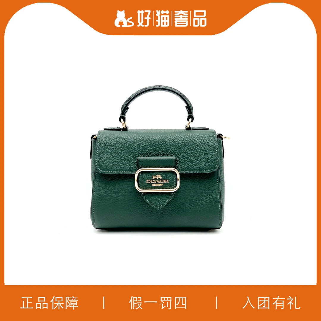95新 COACH/蔻驰 蔻驰绿色摩根手提包/V1350/21X15X10