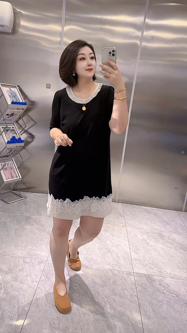 【聪姐推荐】25639设计感小众珍珠拼接网纱连衣裙（裙长96，胸围126）