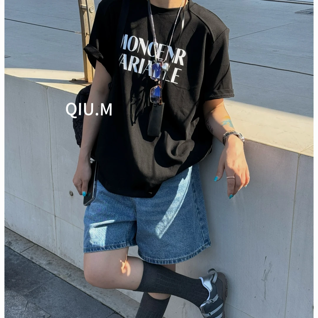 【QM】T.软垫肩.洋气个性高级感字母设计定制舒适新款女短袖宽松版