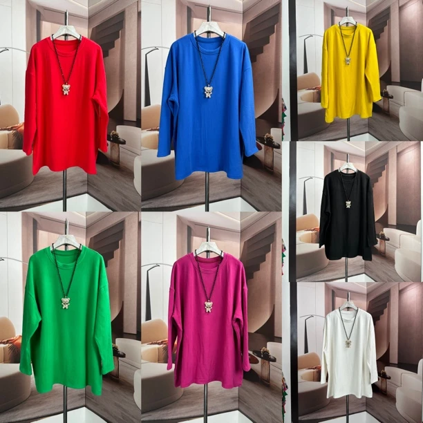 德绒正品女款长袖T恤纯色女2025秋季新款打底衫时尚圆领显瘦上衣