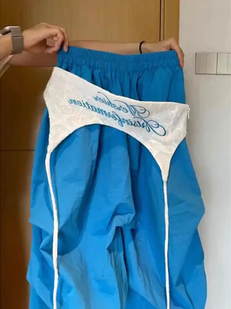 美式字母刺绣可拆卸解构速干伞兵裤oversize宽松裤子垂坠感运动裤