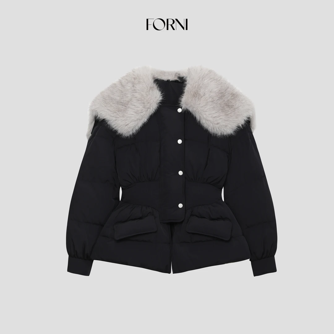 FORNI 巴黎雪夜毛领收腰设计羽绒服掐腰显瘦蚂蚁腰保暖外套