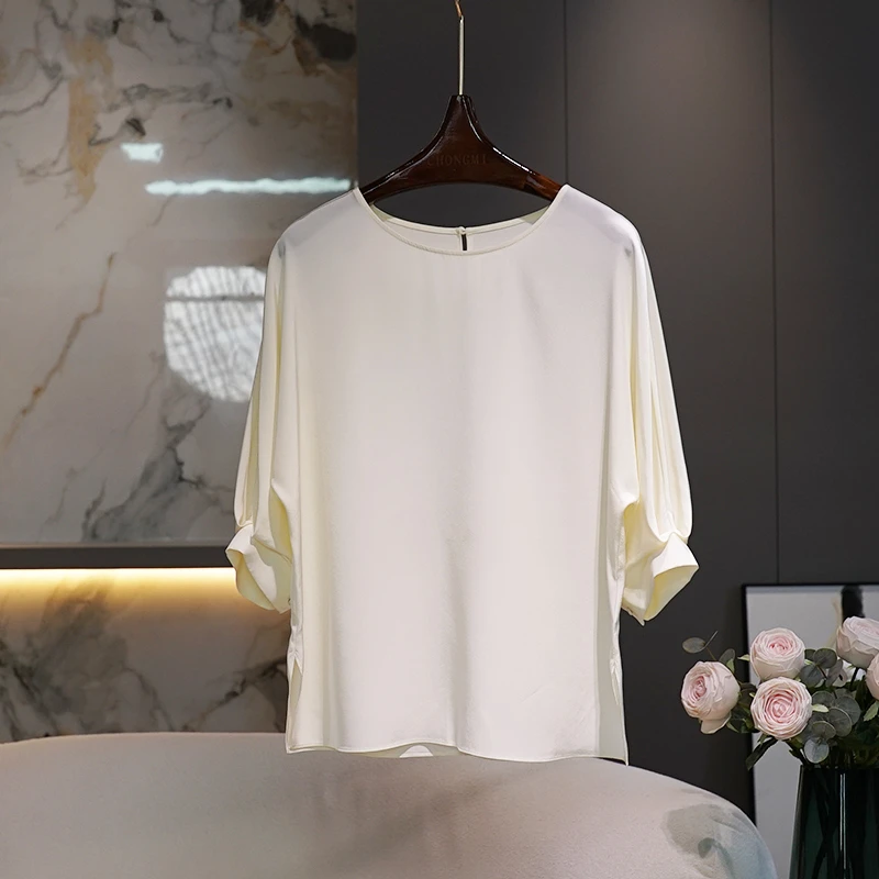 纯色重绉真丝桑蚕丝衬衫女2025春夏新款时尚百搭显瘦休闲女士上衣