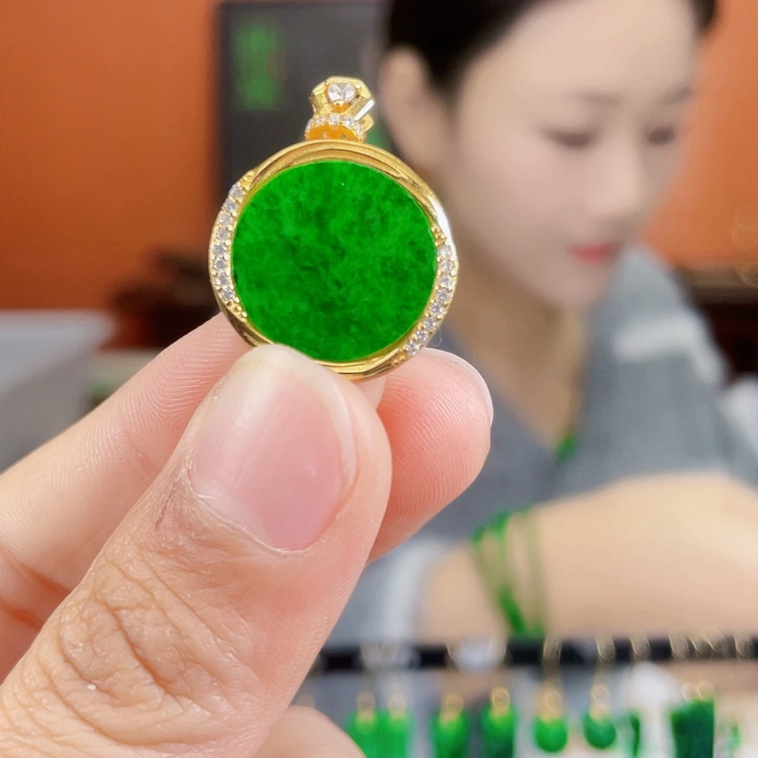 翡翠银S925镶嵌耳饰