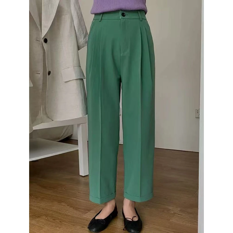 GZ 6674 纯色气质西裤女2025年夏季新款高腰显瘦休闲直筒裤潮