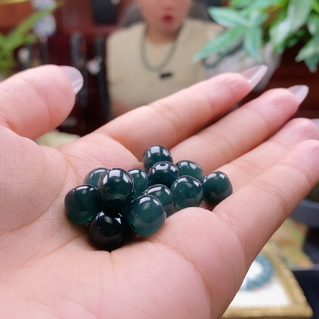 未镶嵌手链翡翠卡9.5mm墨蓝绿1颗多样性发一