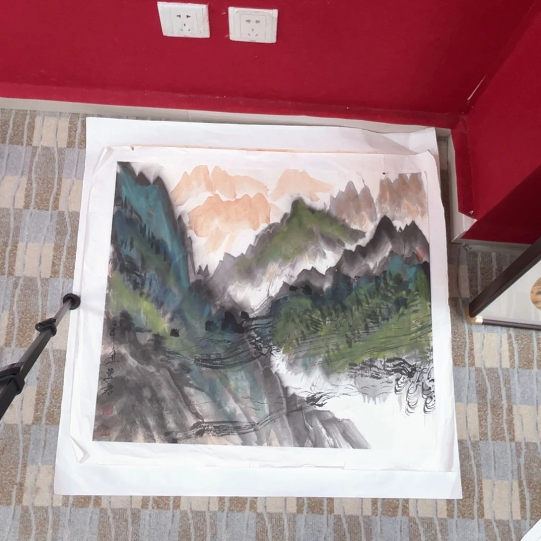 国画李君美老师四尺斗方山水作品赵1