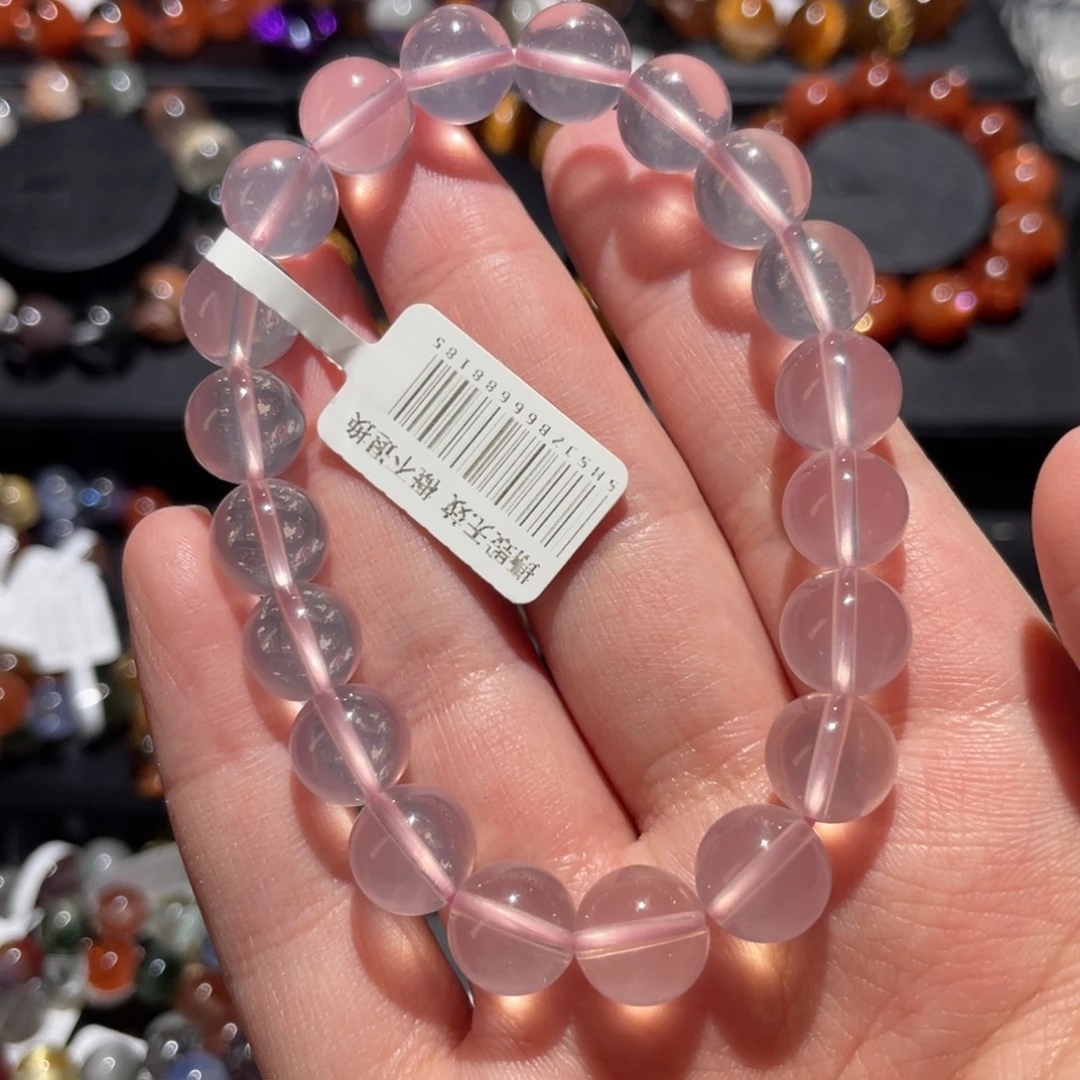 未镶嵌水晶手链粉水晶手链10mm左右