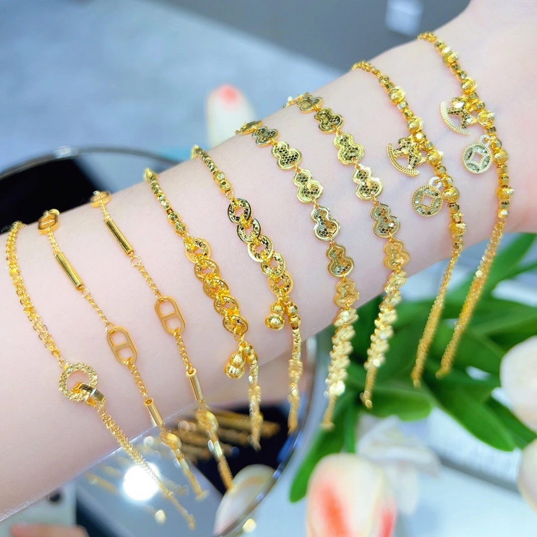 精品5G足金新品重工爆闪手链S扣00879