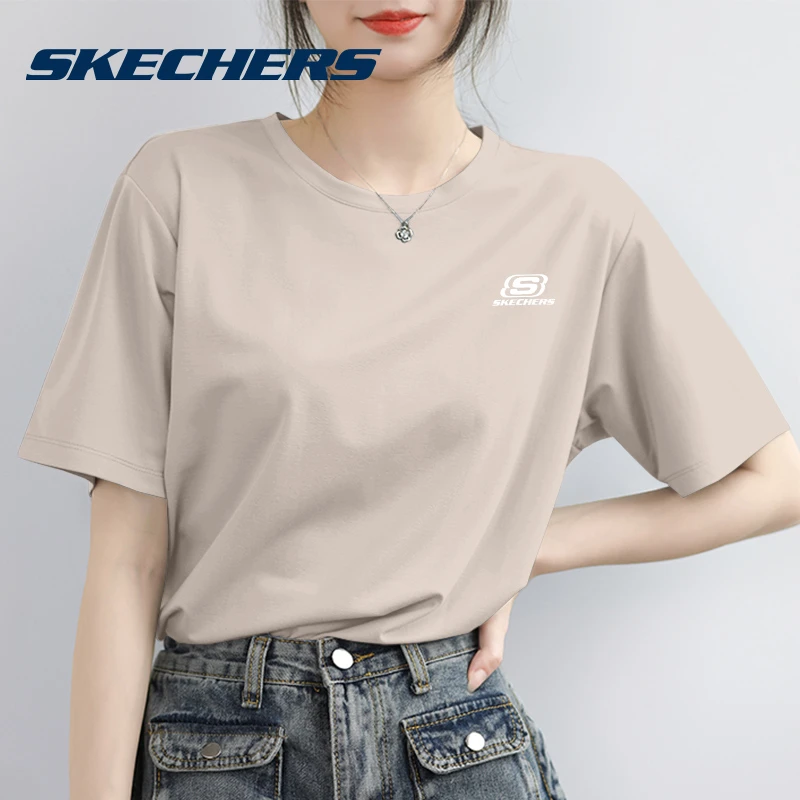 ‌【斯凯奇】2025夏季纯棉短袖女款洋气显瘦运动T恤瑜伽训练透气潮‌