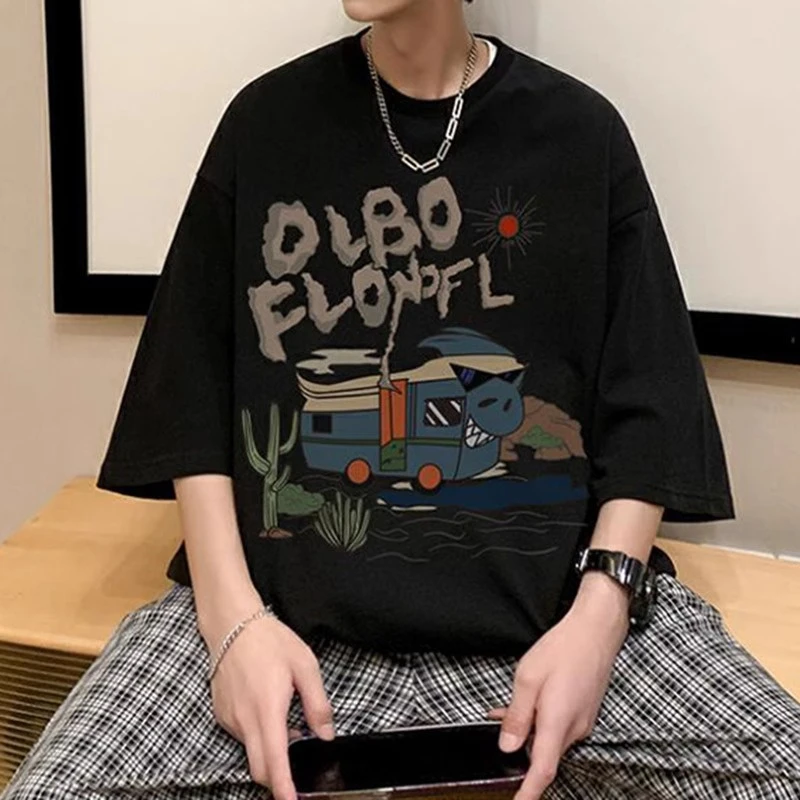 海外订单尾货~剪标撤回外贸美式复古t恤男女夏季宽松情侣纯棉上衣