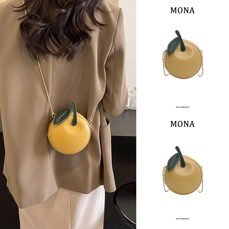Mona小清新可爱小圆包潮包包女包新款2025休闲百搭ins链条斜挎包