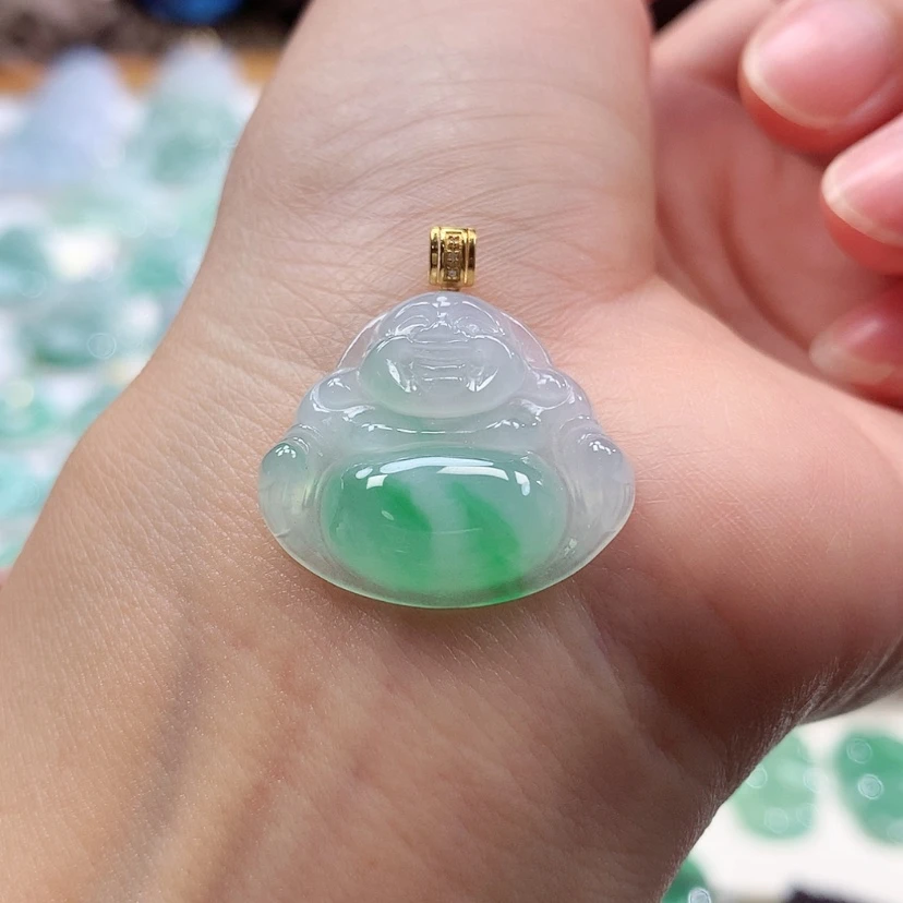 【闪购商品】翡翠18K金镶嵌吊坠(赠链)