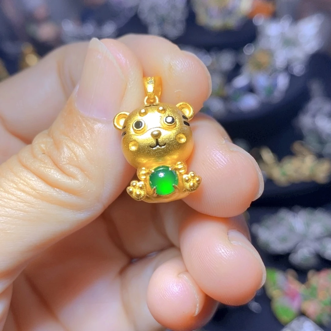 翡翠银S925镶嵌吊坠(不含链)天然翡翠