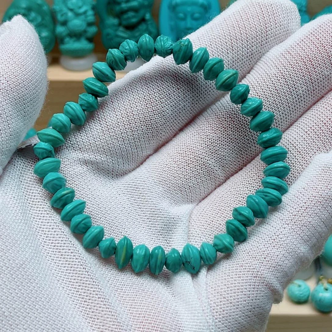 绿松石未镶嵌瓜子雕刻单圈