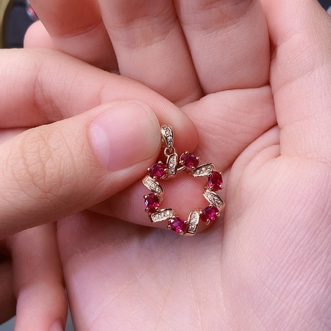 红宝石吊坠(赠链)银S925镶嵌