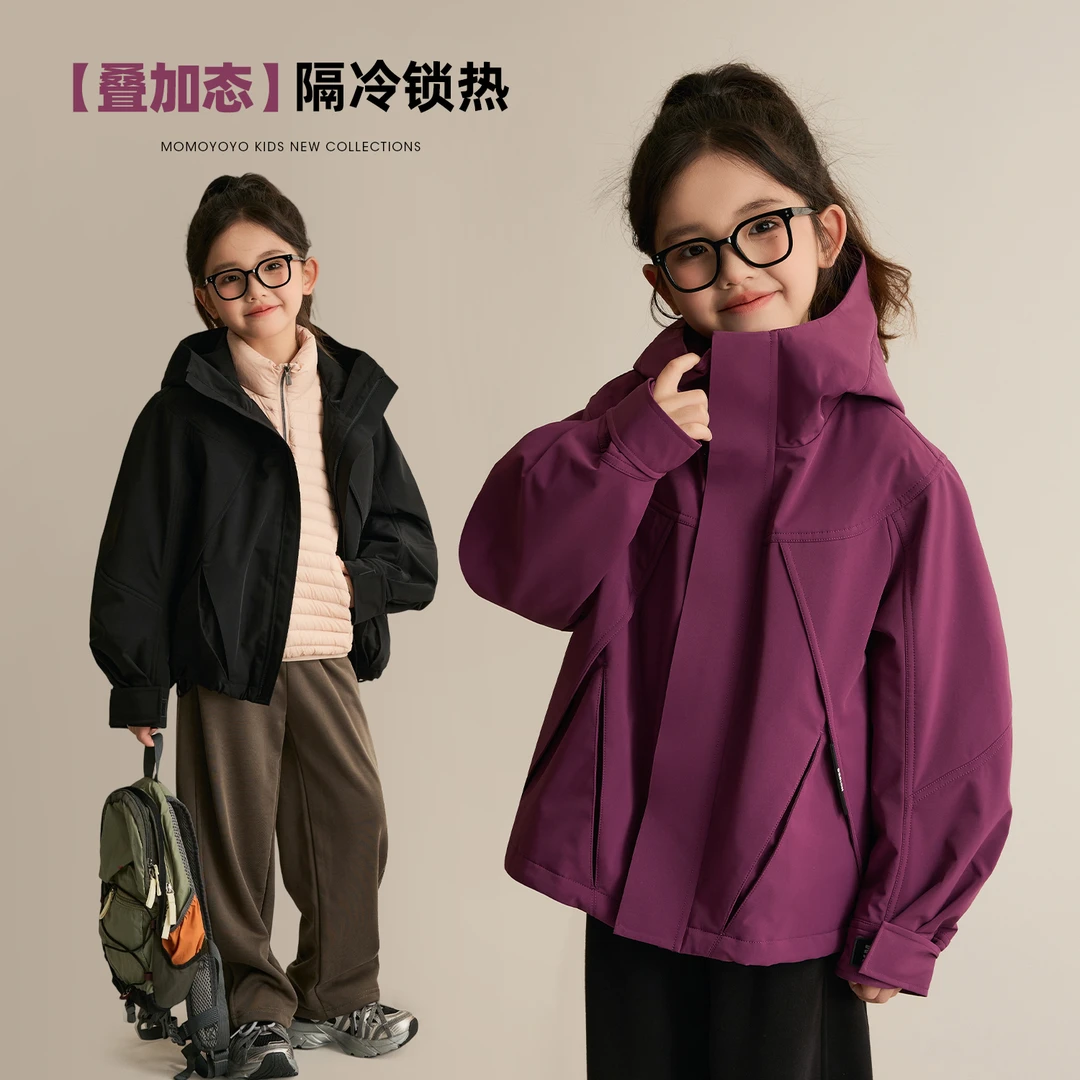 辰辰妈【蛋白壳】摇粒绒儿童冲锋衣冬装内里防水亲子装外套8706D