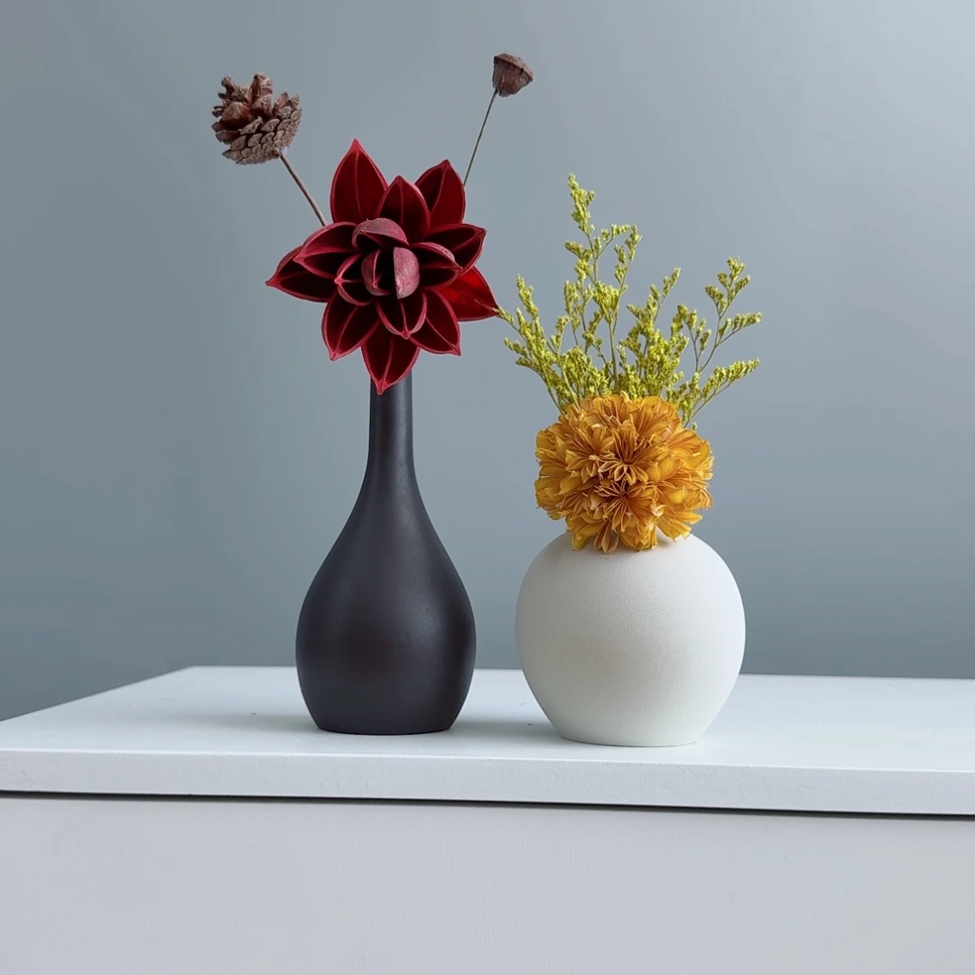 摆件陶瓷小花瓶摆件含花总高约20-30cm