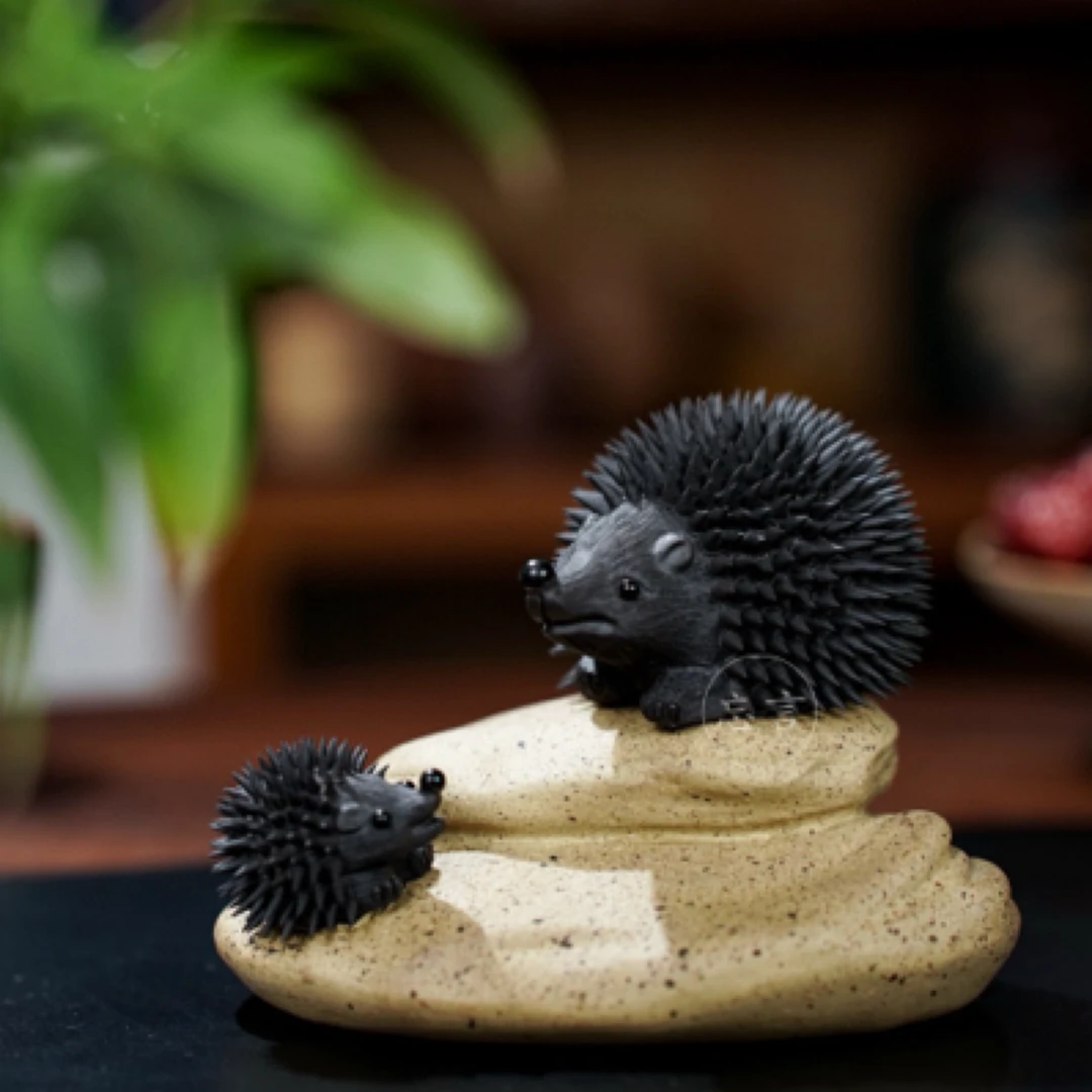 宜兴紫砂创意个性好玩大号刺猬茶宠摆件用水浇好玩有趣老师手工制