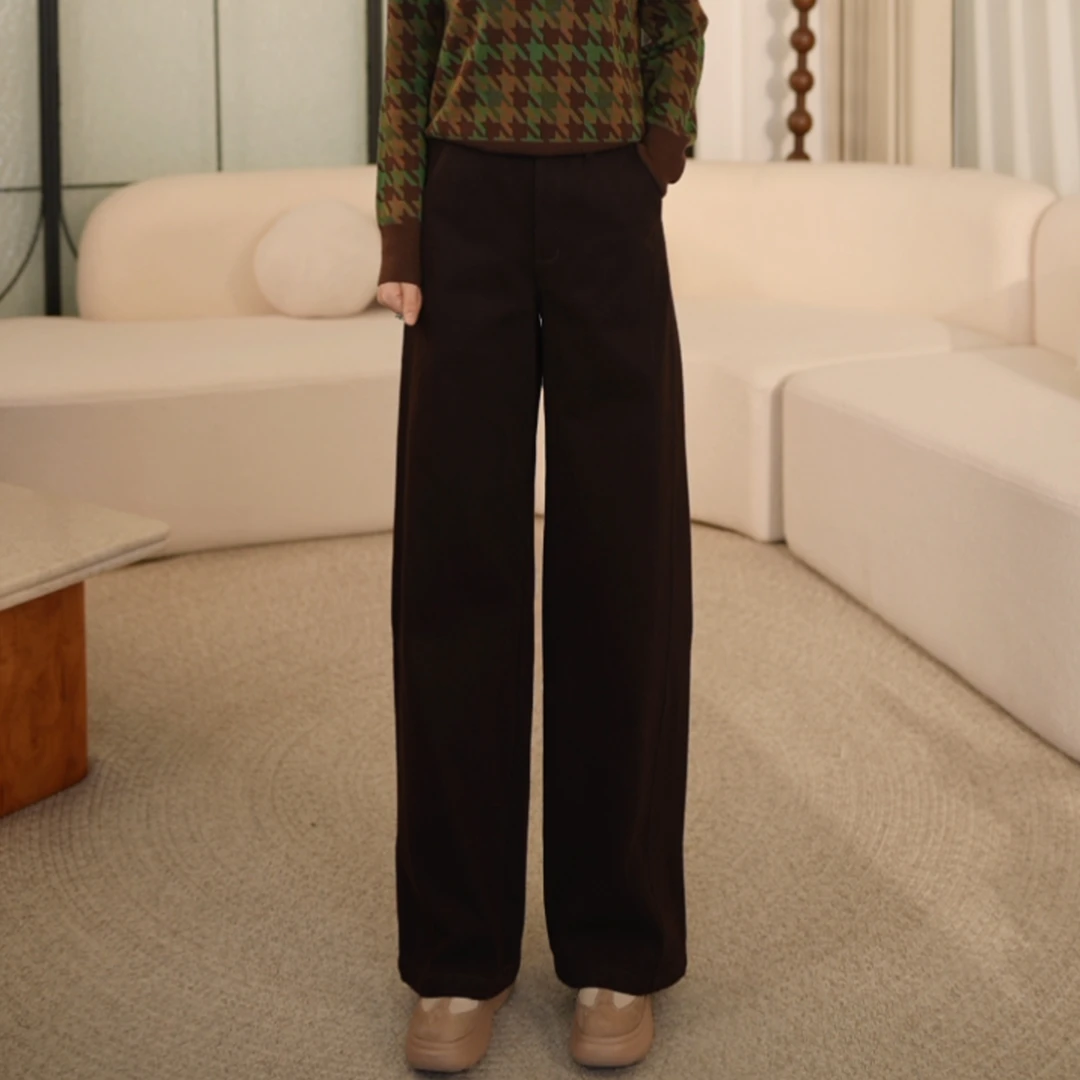 【加绒弯刀裤】枫竺阿楠anan高级感百搭通勤显瘦女秋冬加绒牛仔裤