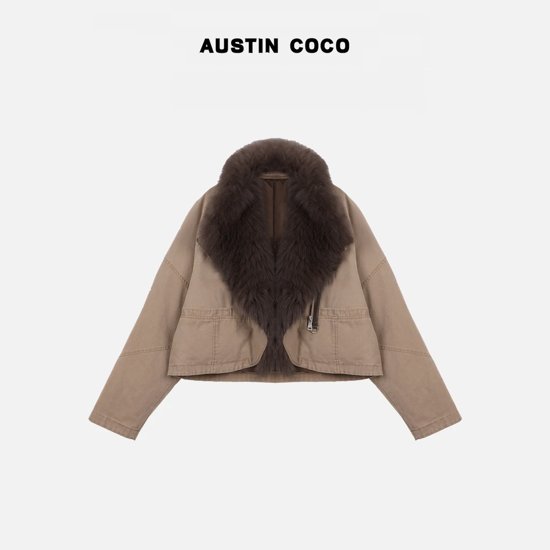 AUSTIN COCO冬女装可拆狐狸毛领白鹅绒羽绒服外套Y25561