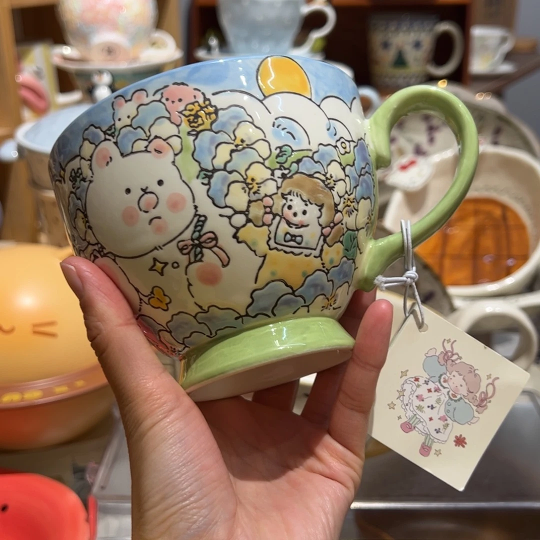 阿满三色堇早餐杯