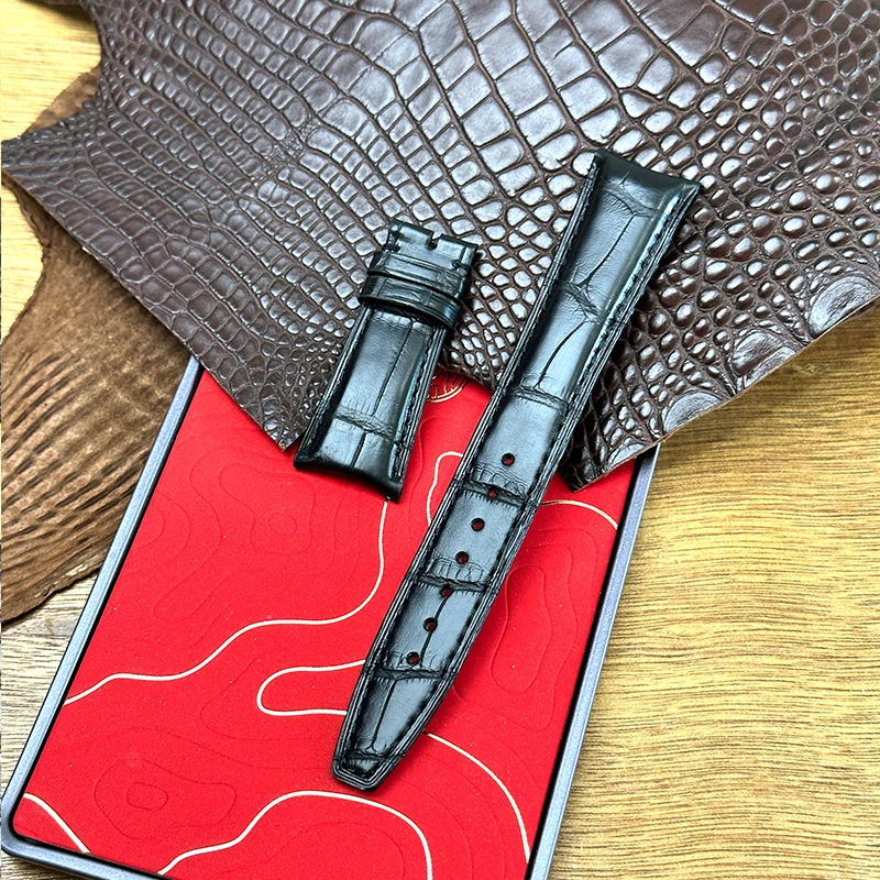 升级双面鳄皮表带适配万国表带真皮男柏涛菲诺20mm葡萄牙葡计弧形