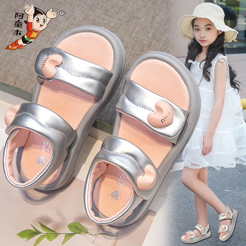 阿童木女童凉鞋夏季2025新款儿童露趾公主鞋小女孩时尚软底沙滩凉