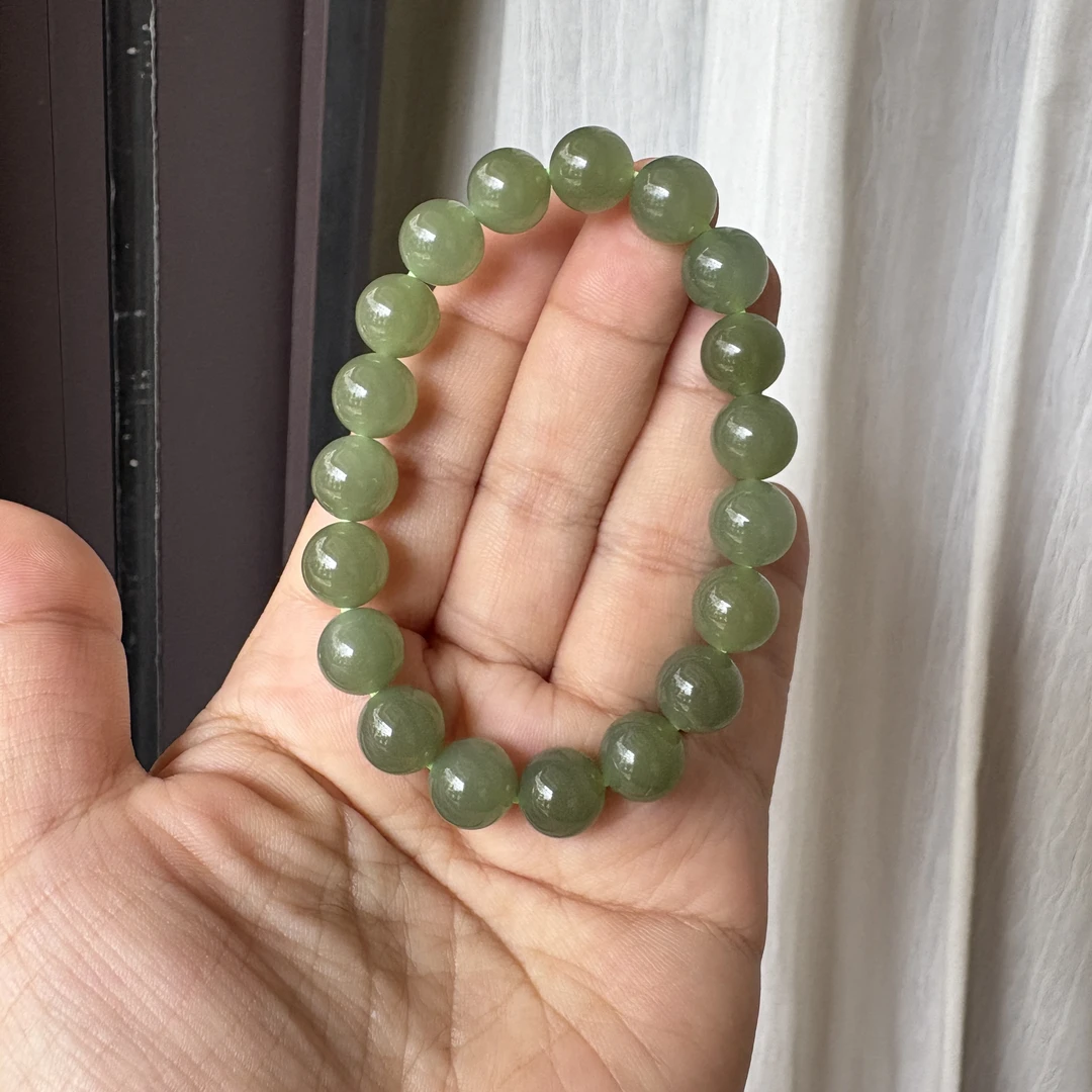 10mm和田玉高品晴水圆珠绿晴手串多样性发货拍一发一