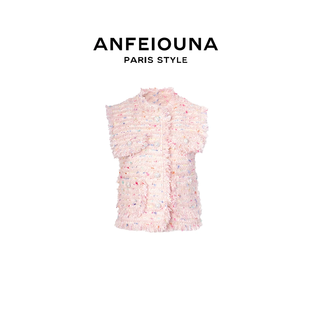 2025新款邂逅花事晨锐小香风马甲上衣女士1318