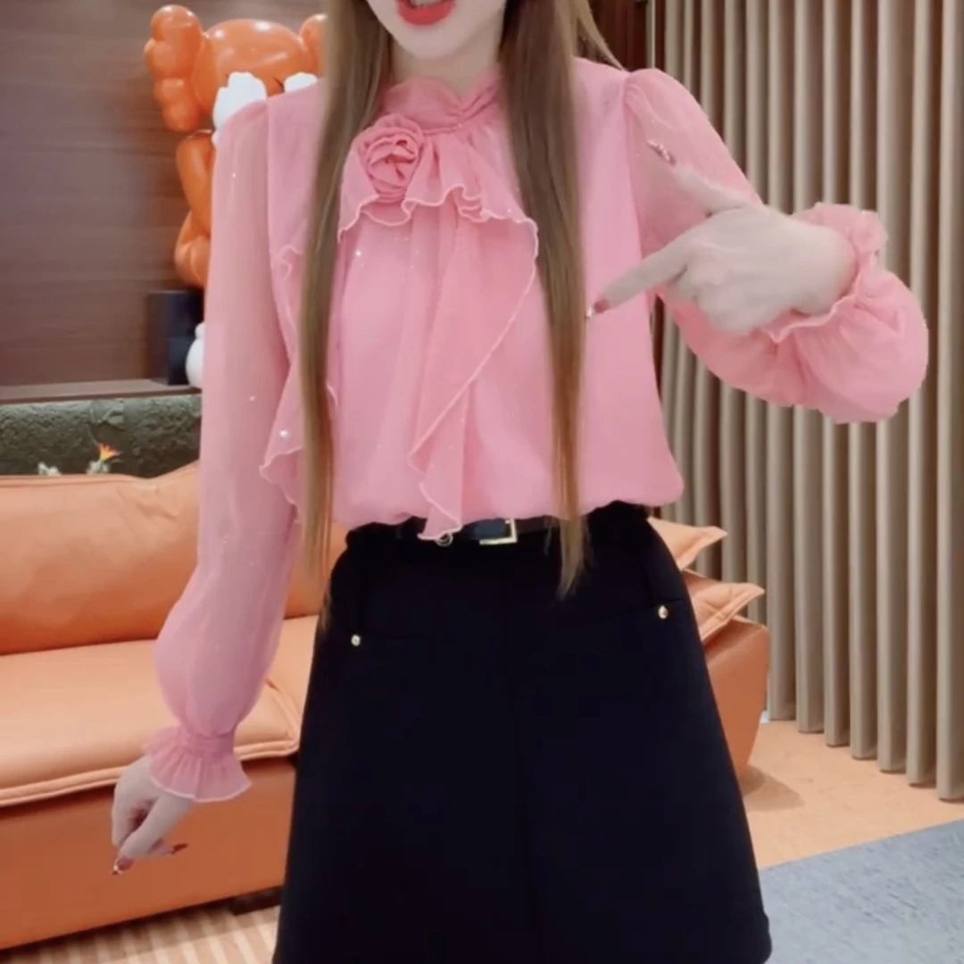 2024新款时尚洋立体玫瑰花小衫