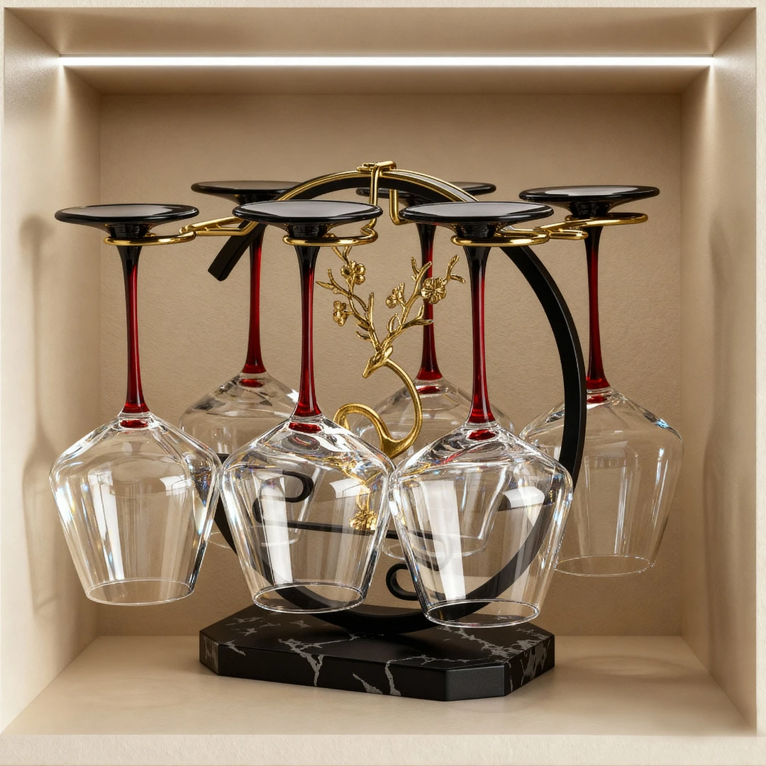 红酒架摆件家用高脚杯挂架奢华高档酒架红酒杯架子倒挂酒柜展示架