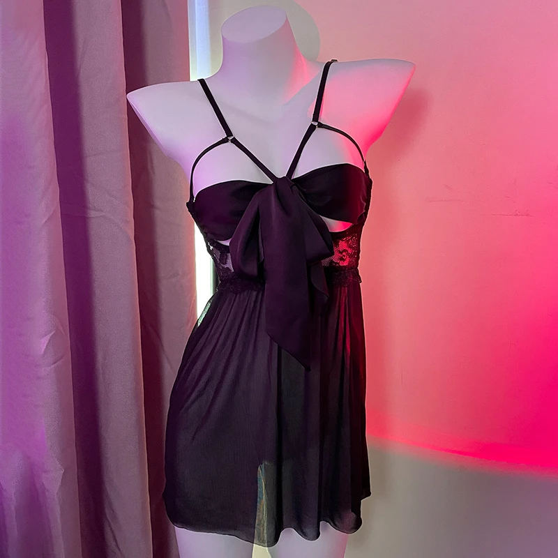 性感情侣乐趣睡衣女士网红款学院风一体式睡裙不规则显瘦气质