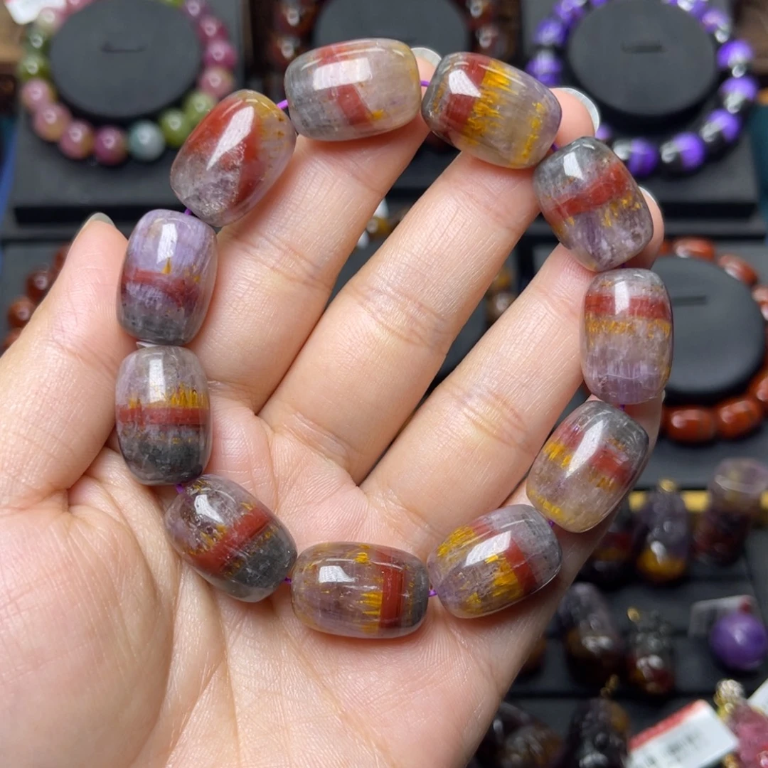 盛***夏手链未镶嵌水晶极光四色桶珠单圈