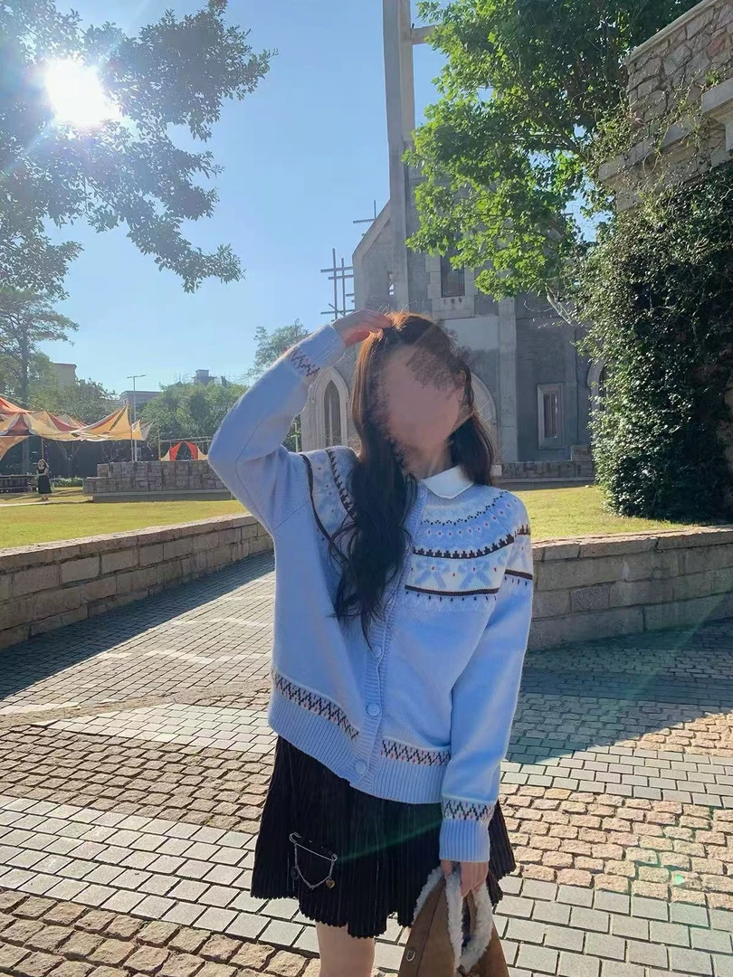 K2119 白日梦想家 韩系秋冬费尔岛针织开衫女