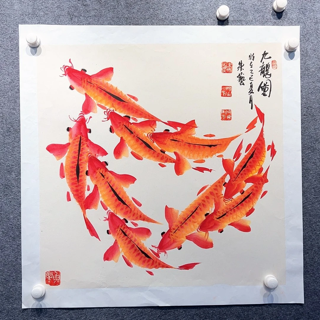 国画知鱼之乐纯手绘