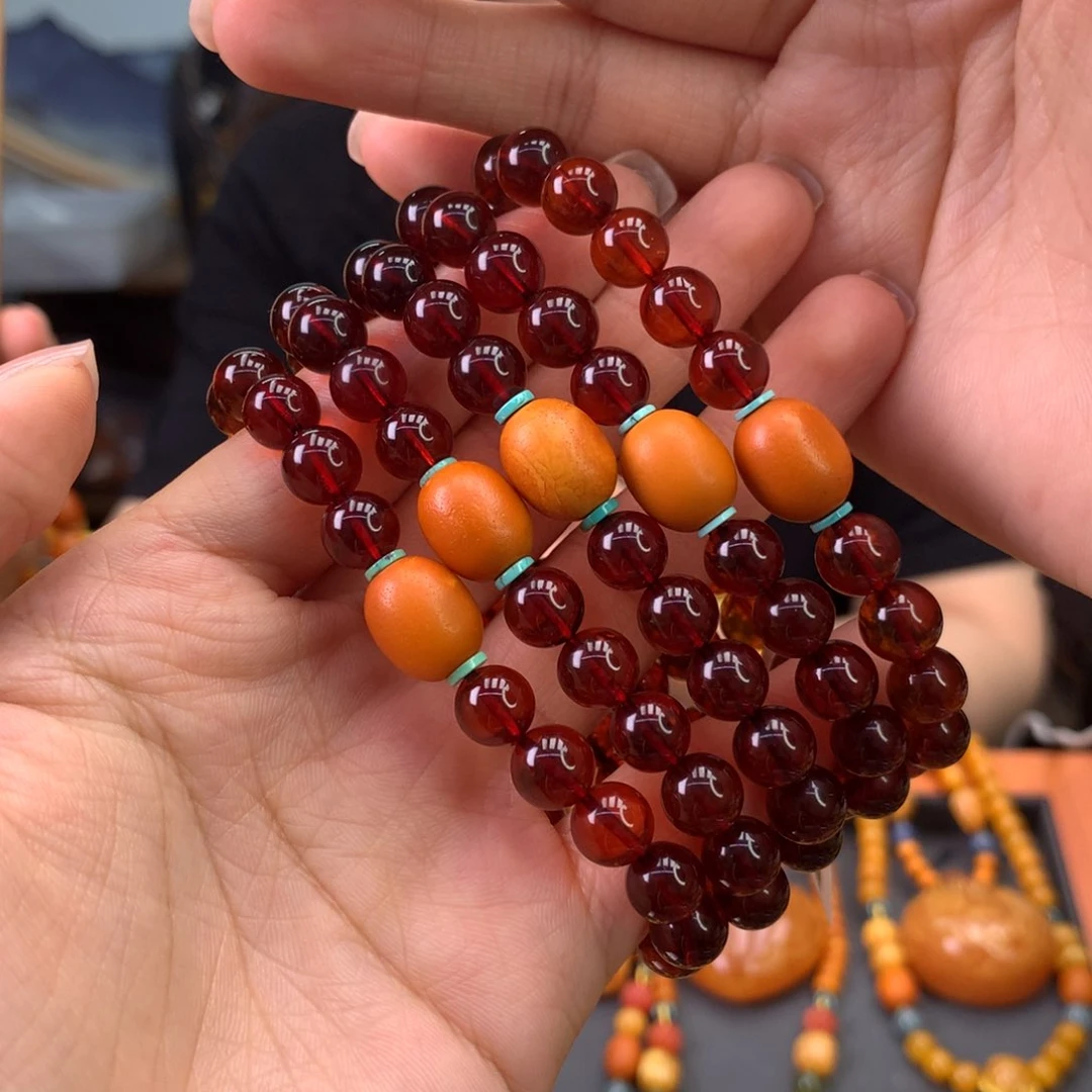 未镶嵌血珀手串多样性发一