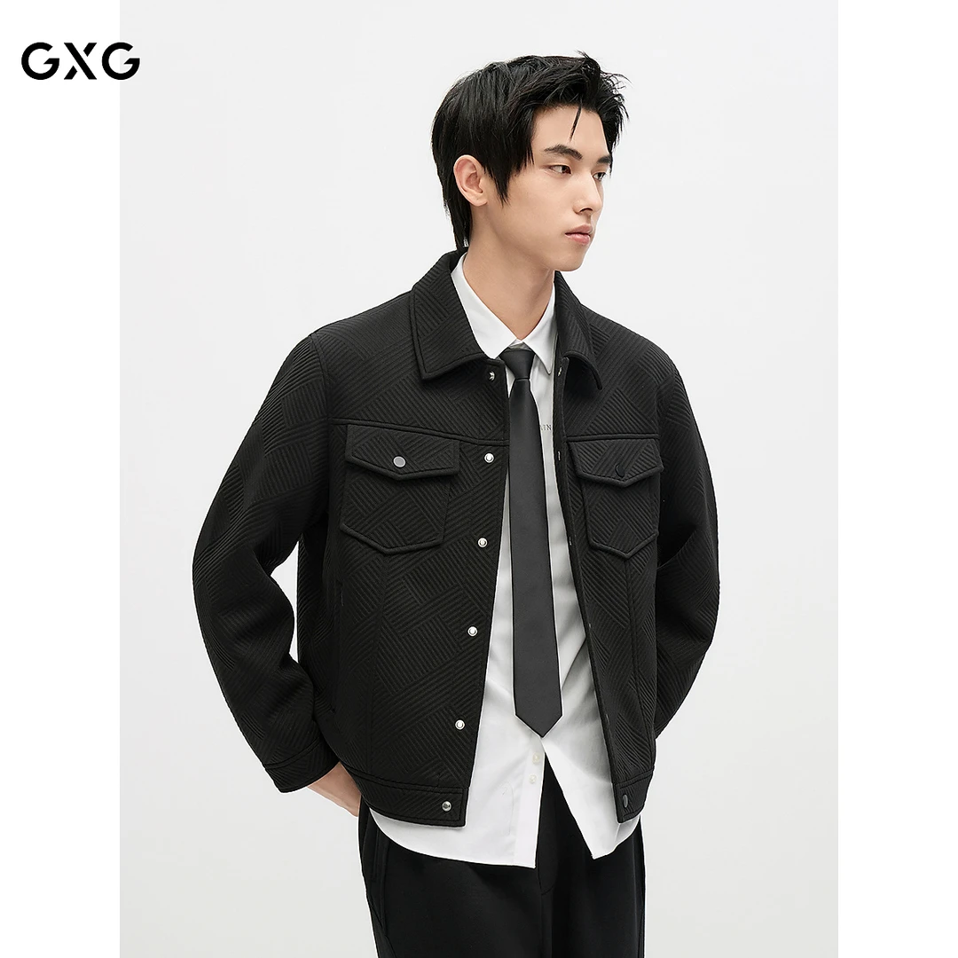 GXG男装 【空气棉】保暖舒适提花肌理翻领夹克外套春秋 #G24D213066