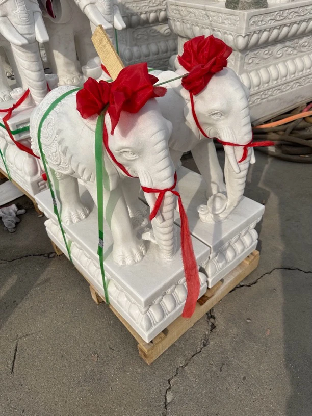 80高73长32宽汉白玉中式象A料一对包邮！