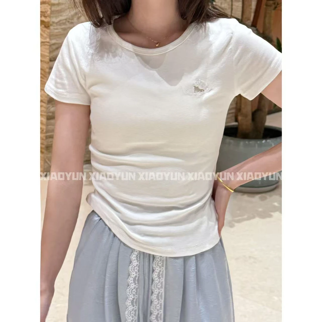 后镂空短T 小允姐姐2025新款气质时尚高级后镂空短T恤上衣