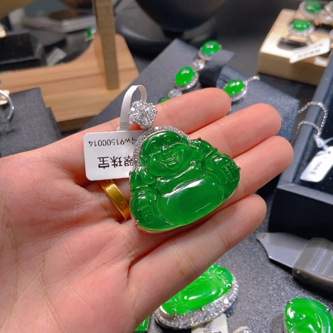 吊坠(不含链)银S925镶嵌翡翠