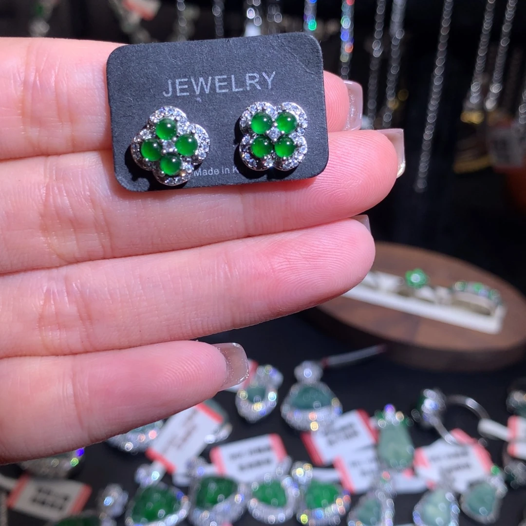 翡翠未镶嵌耳饰耳钉